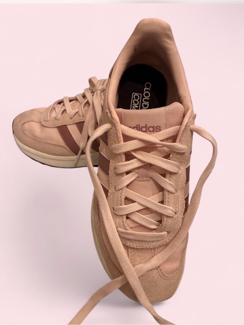 adidas Women’s Blush Pink Lace-Up Cloudfoam Sneakers